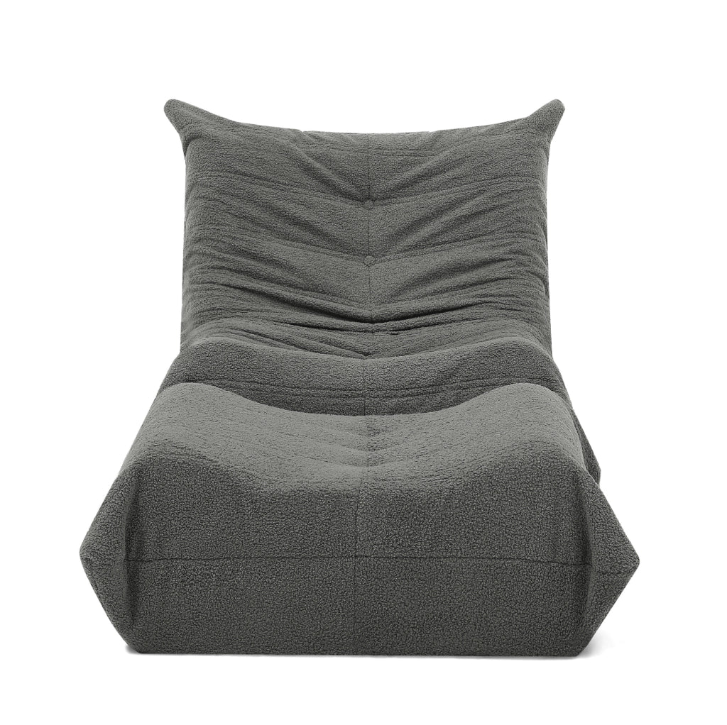 Poltrona relax da pavimento con pouf in teddy grigio