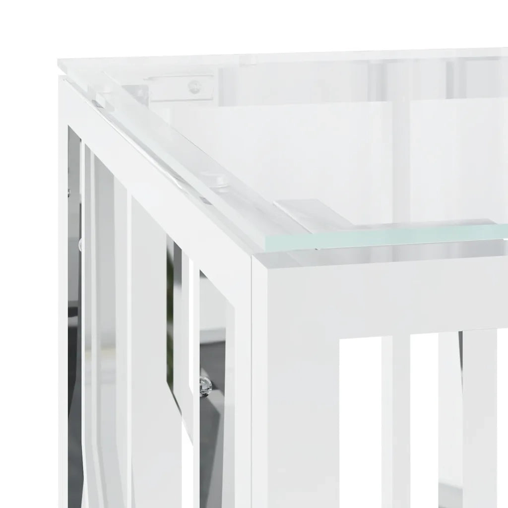 Tavolino da Salotto 110x45x45 cm in Acciaio Inox e Vetro 350049