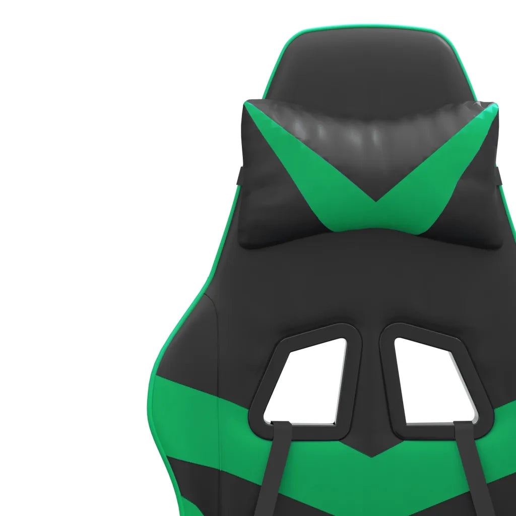 Sedia da Gaming | Sedia da e-sports Girevole con Poggiapiedi Nero Verde Similpelle