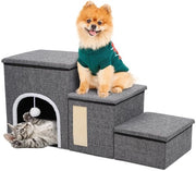 Aggiornamento XL Trappola per Cani, 90L*35B*43H cm, Trappola per Cani pieghevole con gradini più larghi, 3 gradini per cani e gatti, Grande appartamento, Spazio di stoccaggio, Trappola per Animali per cani e gatti, per cani anziani/grandi