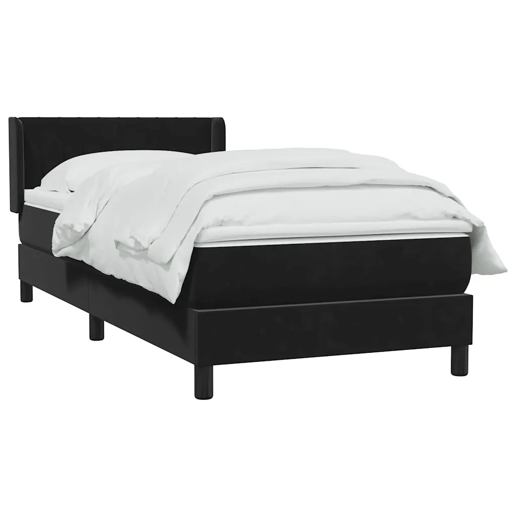 vidaXL Giroletto a Molle con Materasso Nero 90x210 cm in Velluto