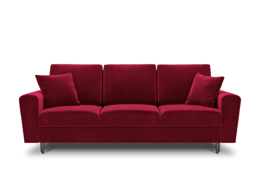 Cosmopolitan Design - Divano convertibile con contenitore "Kyoto" 3 posti in velluto rosso 
