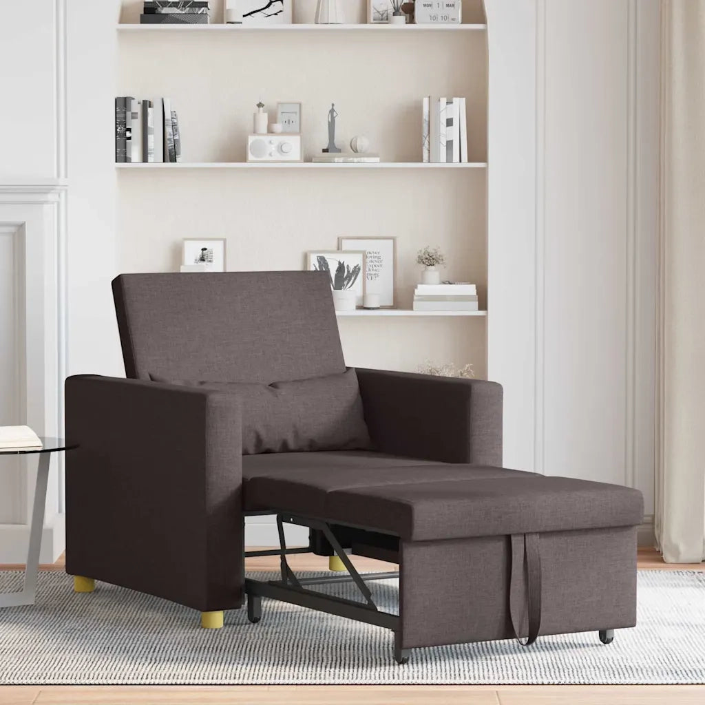 vidaXL Divano Letto Singolo Marrone scuro 90 x 165 x 87 cm Tessuto