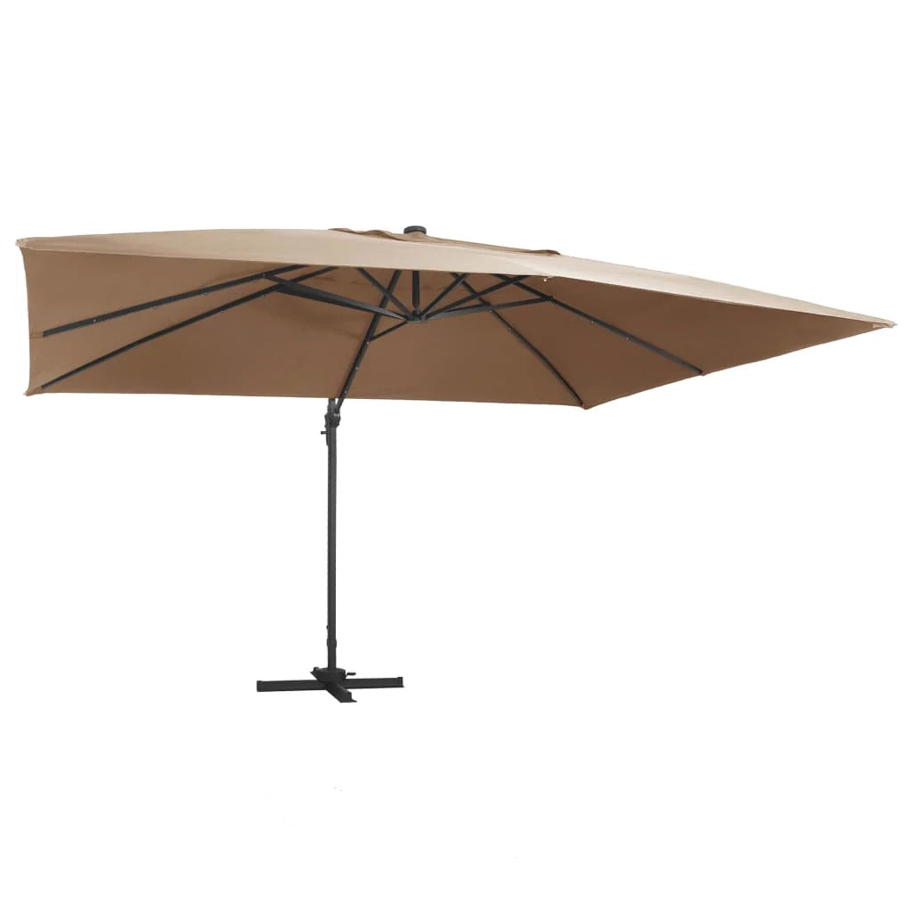 Ombrellone a braccio con luci LED alluminio 400 x 300 cm tortora 02_0008452