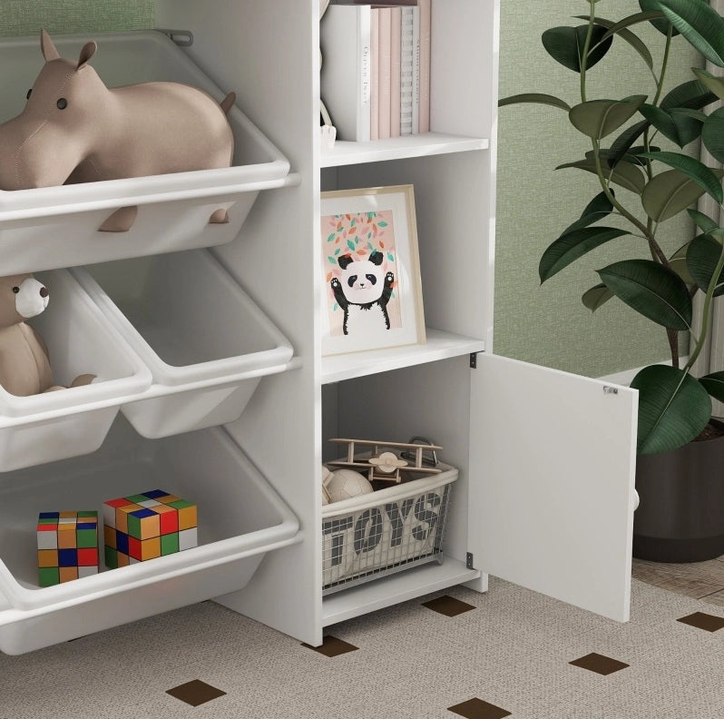 Libreria Montessori per bambini con 8 box removibili bianca