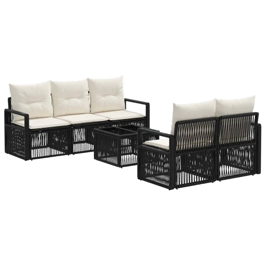 Set Divano da Giardino 6 pz Nero polyrattan 3435640