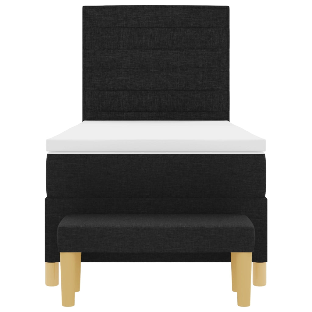 Letto Box Spring con Materasso e Panchina Nero 90x190 cm Tessuto