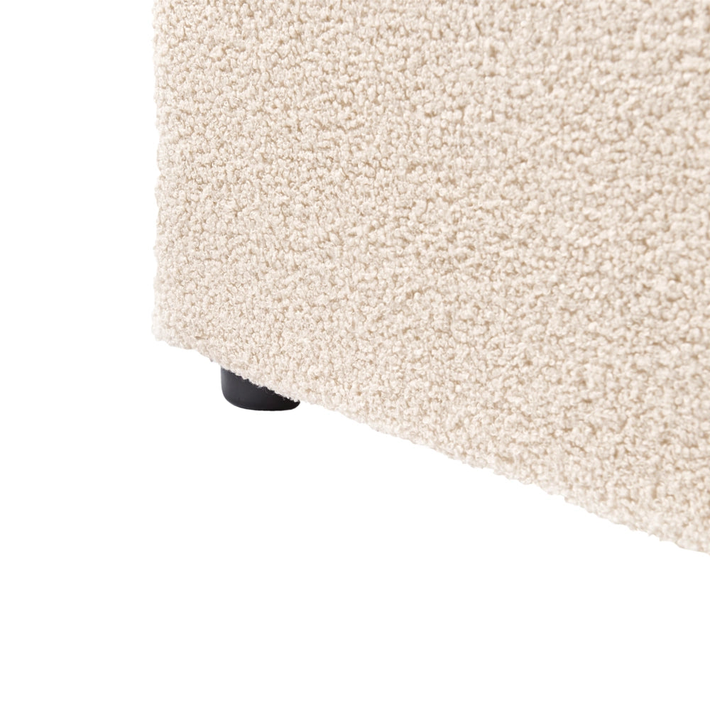 Letto matrimoniale in tessuto bouclé beige testata classica contenitore 160 x 200 cm Doghe in legno