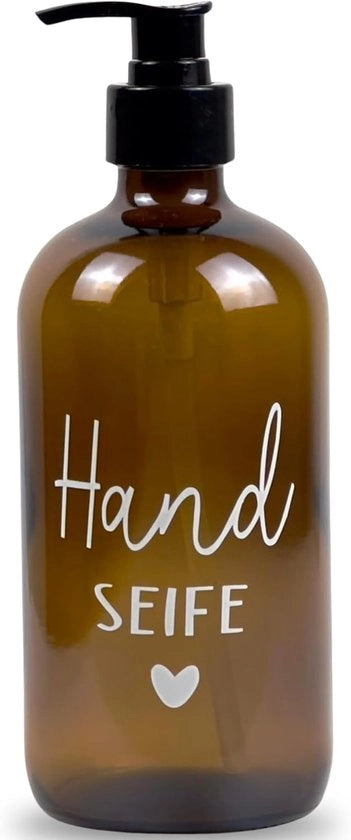 Dispensatore di sapone in vetro 500 ml - dispenser nero - adatto per cucina e bagno
