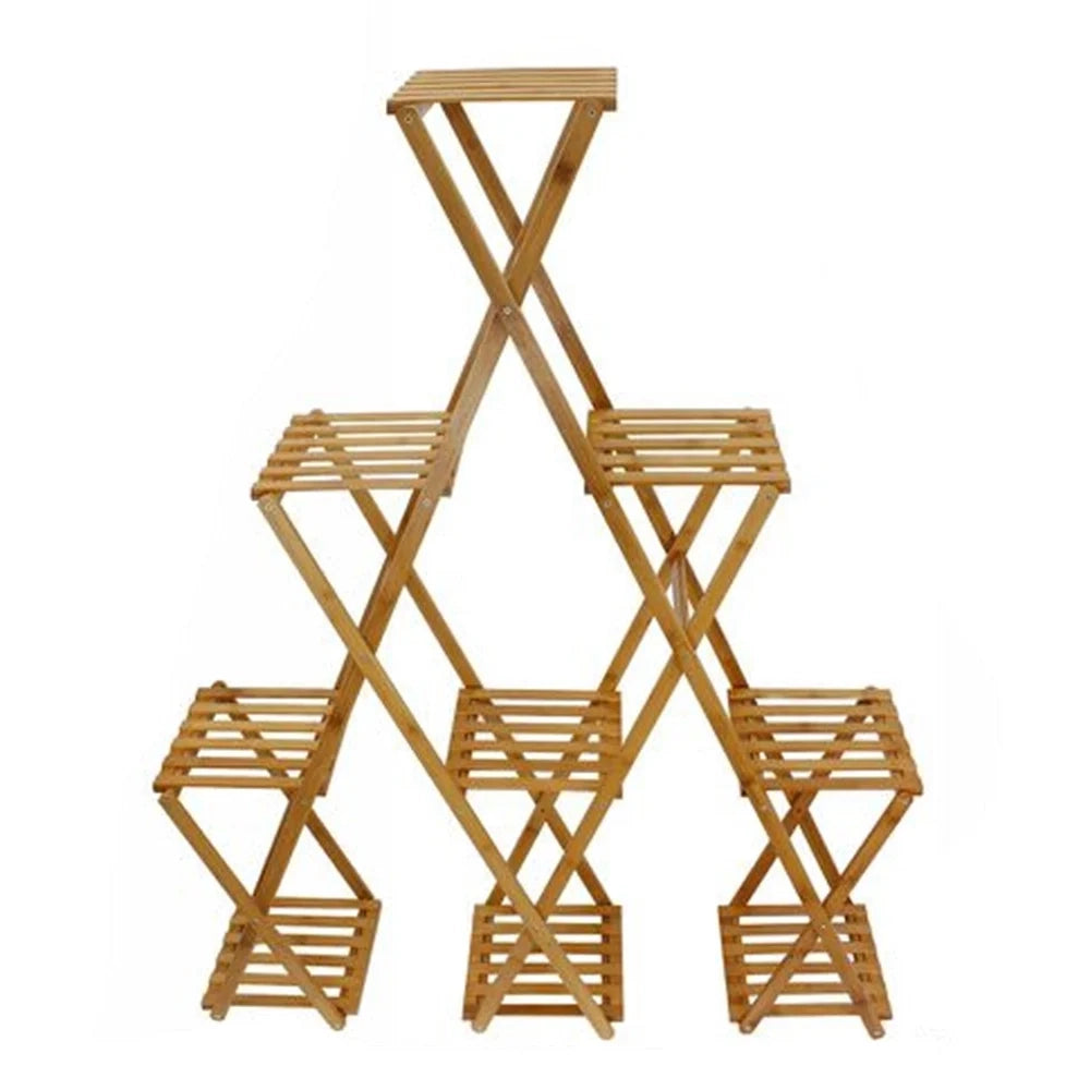 Trade Shop - Scaffale Portafiori Piante In Bambù Naturale 4–9 Ripiani Portavasi 136x28x115cm 70441a -