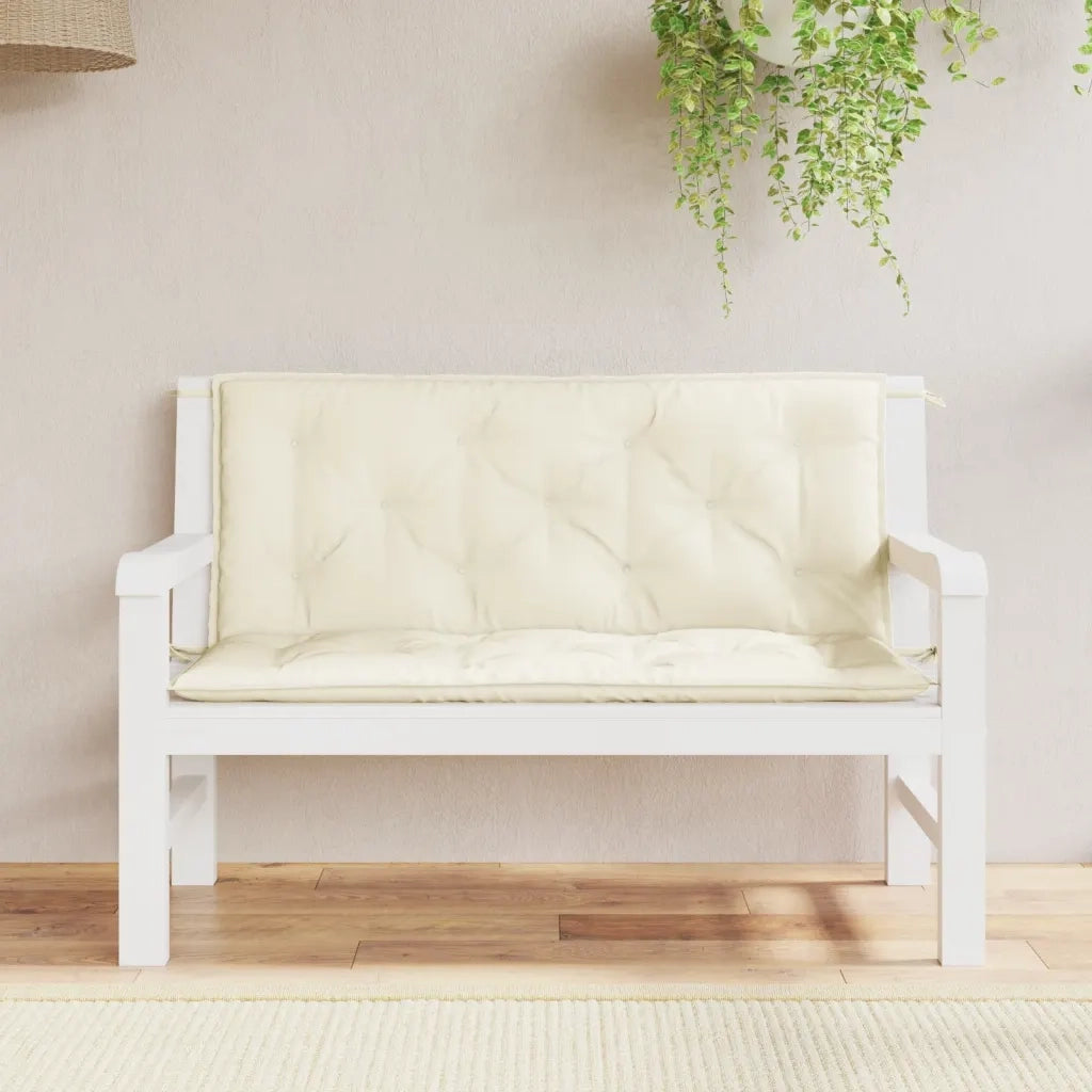 Cuscini Panca Giardino 2 pz | Cuscini per sedie Bianco Crema 120x50x7 Tessuto Oxford