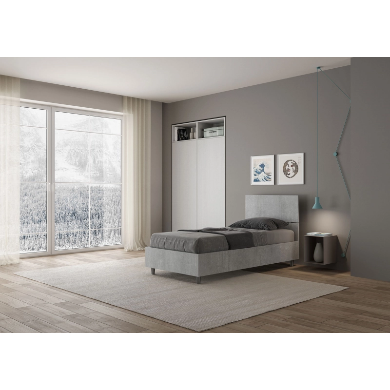 Letto Singolo 80x190 cm testata dritta Demas - Senza rete,Grigio