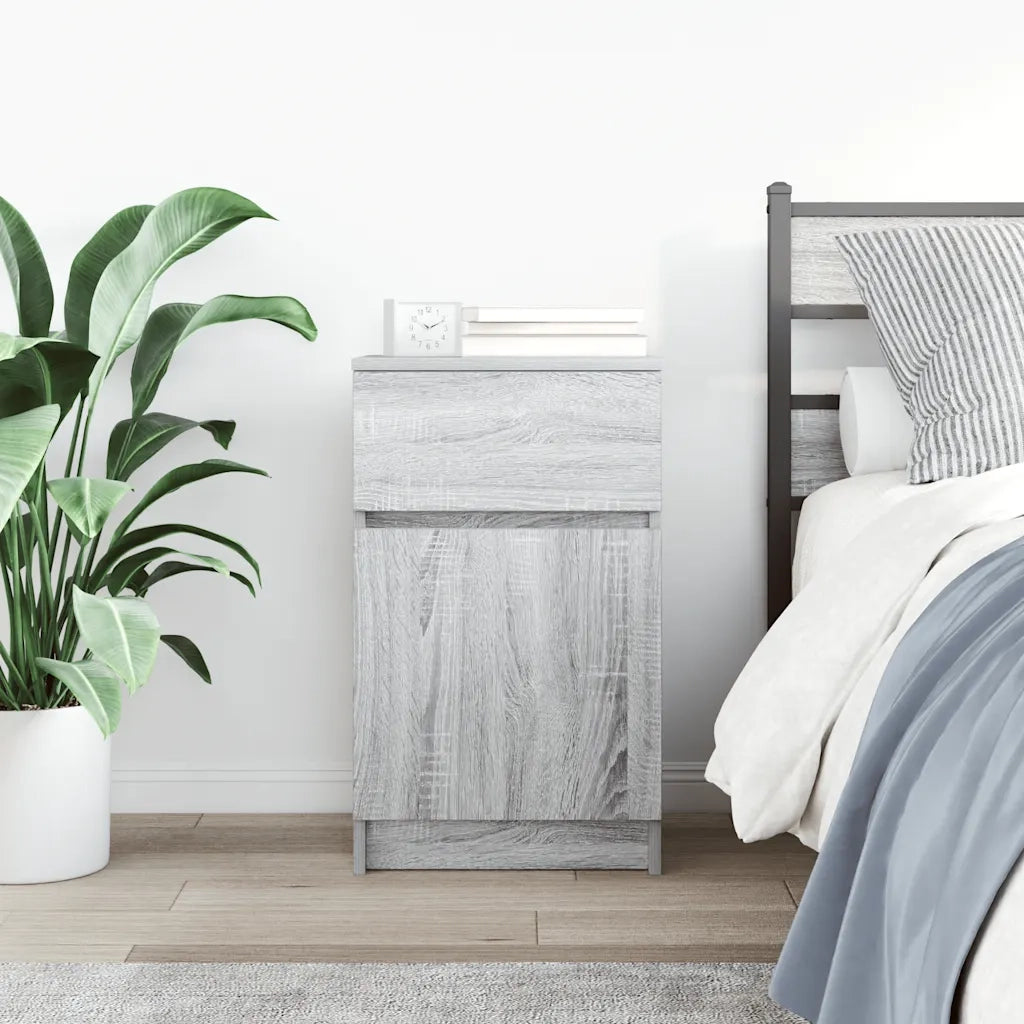 Comodino Grigio Sonoma 39x35x65 cm in Legno Multistrato 861329