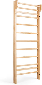 Spalliera Svedese Adulti e Bambini, Scala Svedese in Legno a 10 Gradini, Spalliera Palestra e Casa, Carico Massimo 100 kg, 195 x 80 x 14 cm