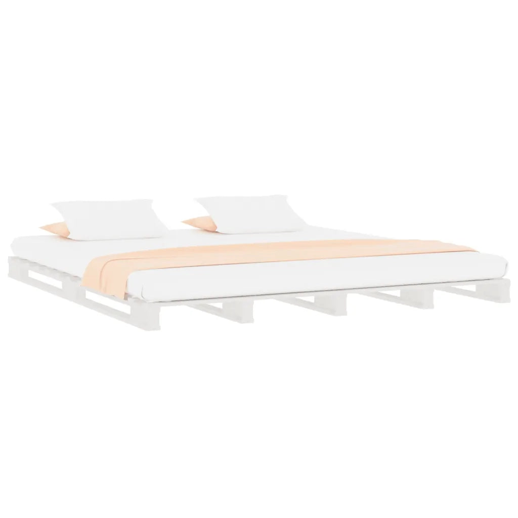 Letto a Pallet Bianco 180x200 cm Super King in Legno Massello