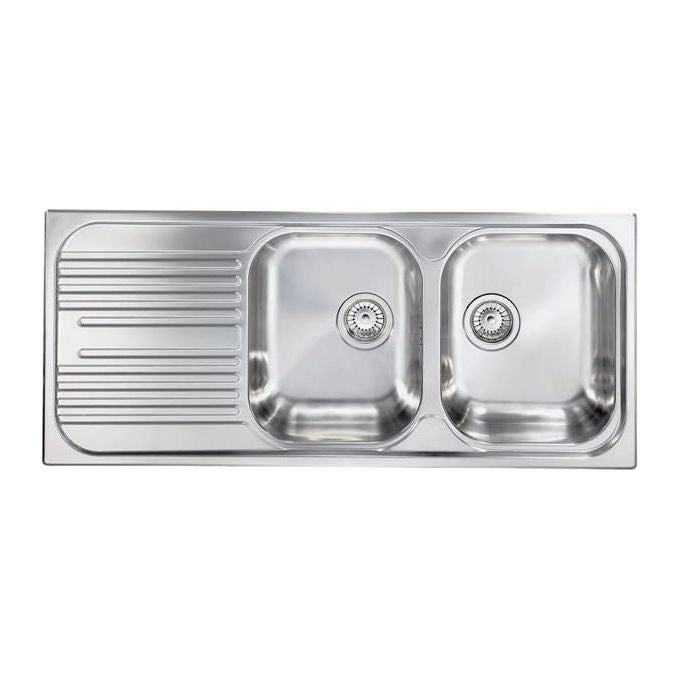 CM Atlantic 116 x 50 2V Lavello montato su piano Rettangolare Acciaio inossidabile