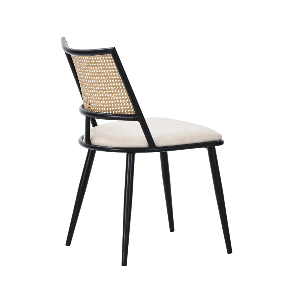 Sedie da pranzo in rattan, 2 pezzi con seduta in PU, leggere e traspiranti, per soggiorno e sala da pranzo, nere