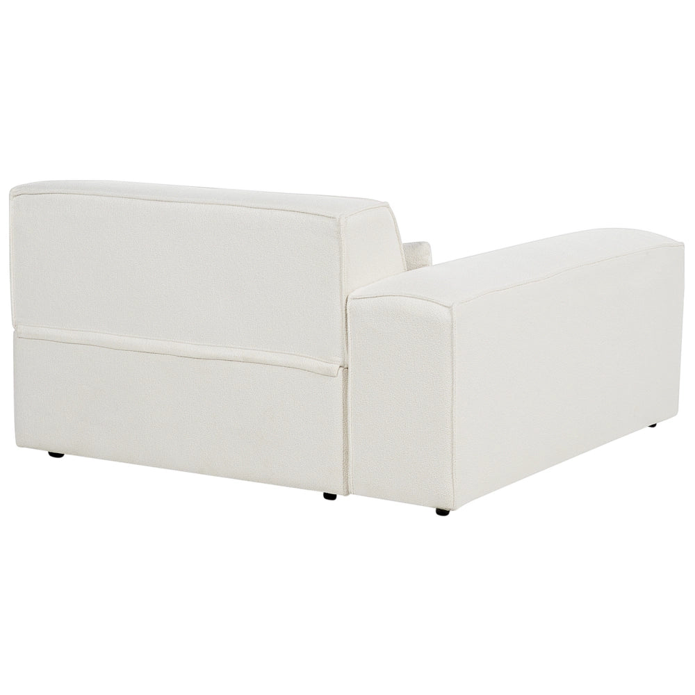 Chaise Lounge destra Rivestimento in bouclé bianco Gambe sintetiche Soggiorno moderno a sinistra