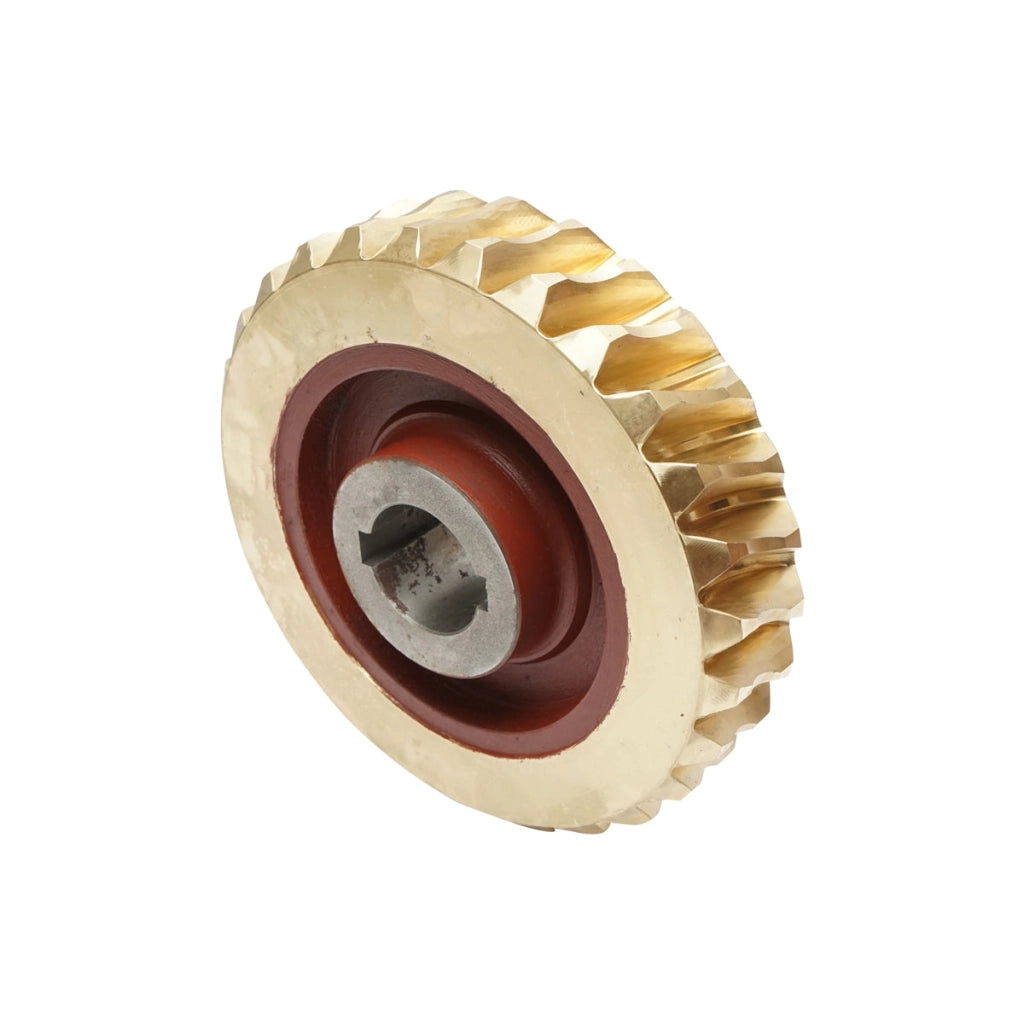 Set pignone in bronzo con vite senza fine per verricello di trattore forestale.