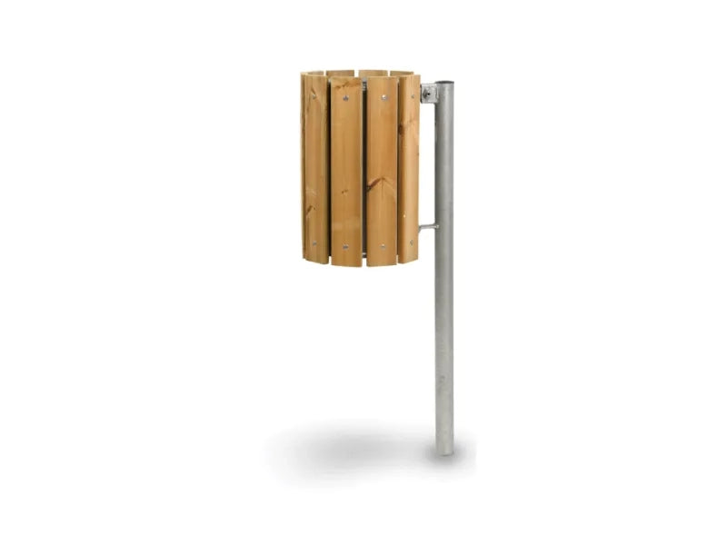 Cestino Ecowood 608 Giochipark acciaio zincato 28L Ø31x48h rivestimento in legno - Da interrare