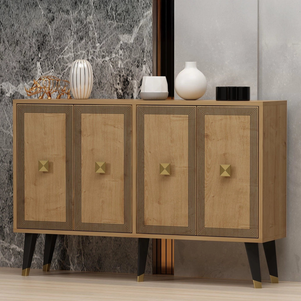 Madia Luino, Credenza 2 Ripiani, 120x30x80h cm Marrone Rovere