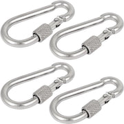 Karabina con chiusura a vite - Lega di alluminio - 4 pezzi - Chiave di connessione - Zaino/tenda - Massima carico di 135 kg - Grappa di arrampicata