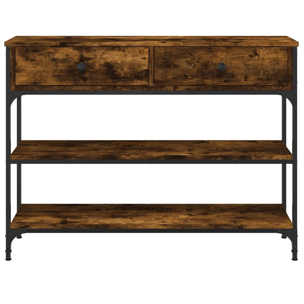 Tavolino Consolle | Tavolo d'Ingresso Rovere Fumo 100x25x75 cm Legno Multistrato