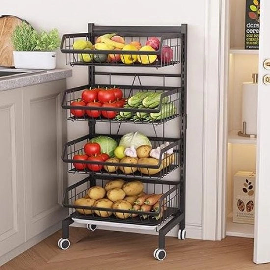 Carrello cucina su ruote - contenitore per verdure - carrello cucina con ruote chiuse