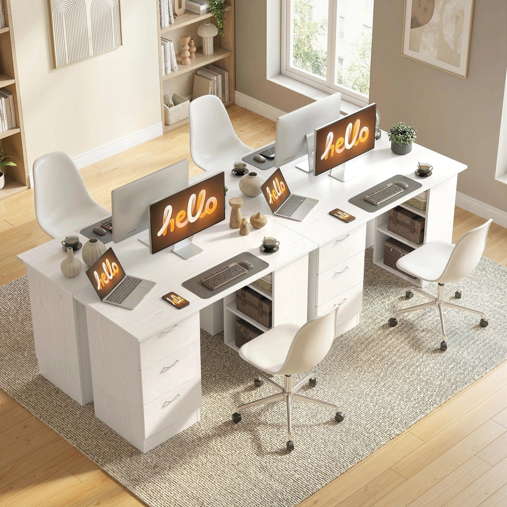 Scrivania con scaffale e cassetti ¨C Zephmum ¨C Bianco 120x50 cm
