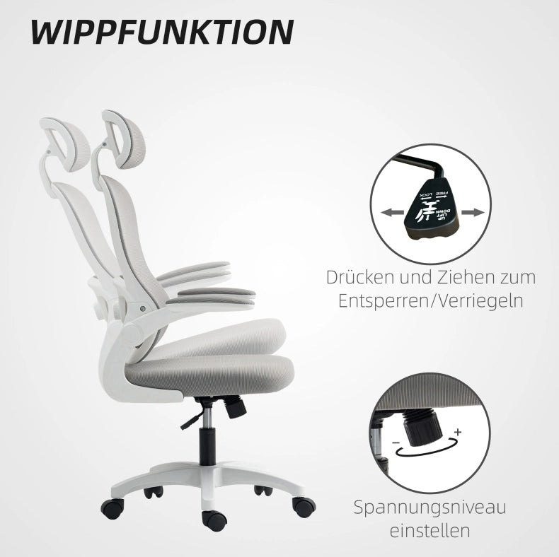 Sedia da ufficio ergonomica grigia con schienale in rete
