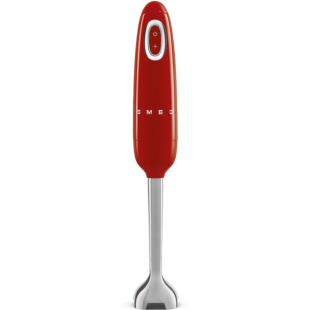 Smeg, frullatore a immersione hbf01rdeu, funzione turbo e sistema di taglio flowblend, con impugnatura antiscivolo, avvolgicavo integrato, accessori non inclusi, potenza 700w, rosso
