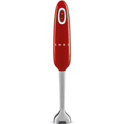 Smeg, frullatore a immersione hbf01rdeu, funzione turbo e sistema di taglio flowblend, con impugnatura antiscivolo, avvolgicavo integrato, accessori non inclusi, potenza 700w, rosso