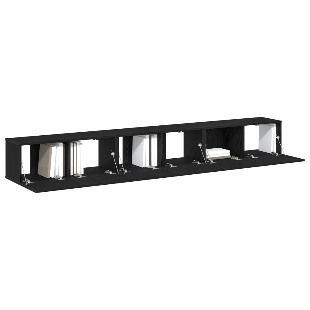 Set di Mobile TV a 3 Pezzi in Legno Ingegnerizzato Nero