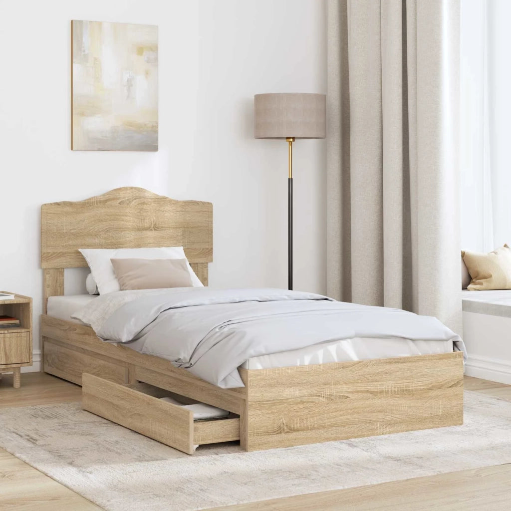 Letto con Contenitore con testiera Rovere Sonoma 90 x 200 cm