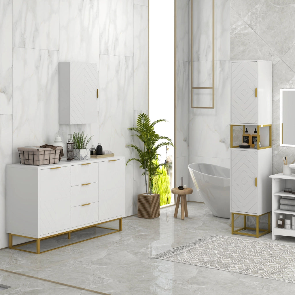 Colonna Bagno con Nicchia e 2 Ante ¨C Zephmum ¨C Grigio 30x30x200 cm