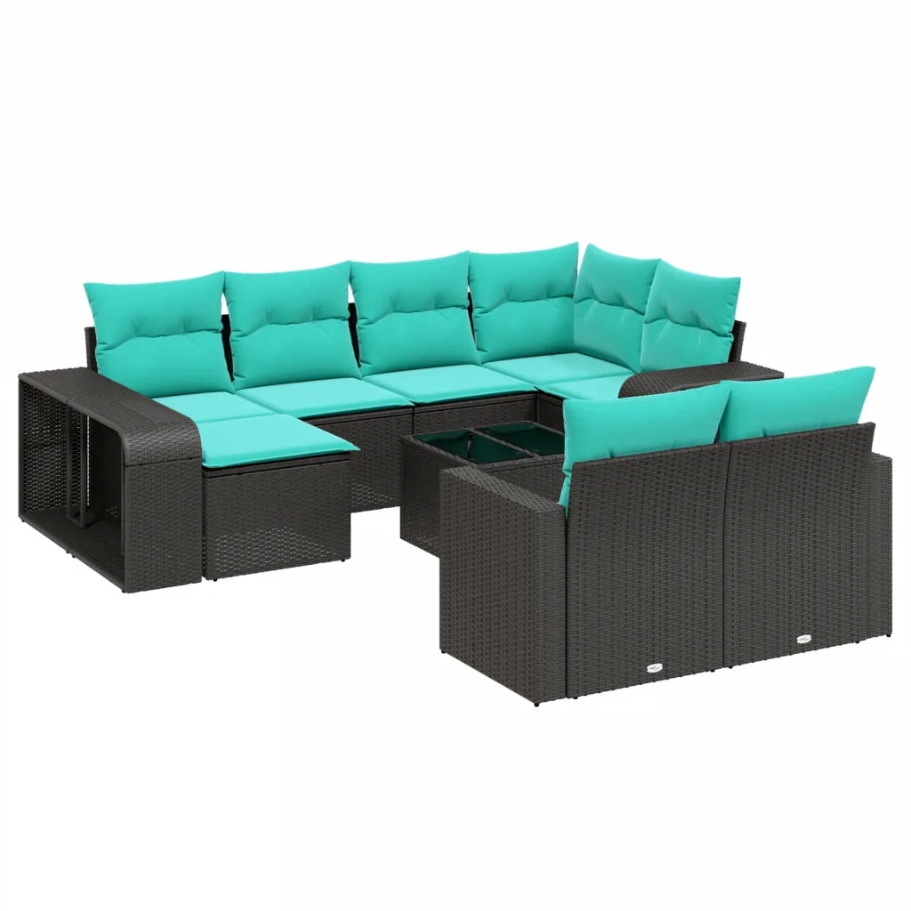 Set Divani da Giardino 11 pz con Cuscini Nero in Polyrattan 3228907