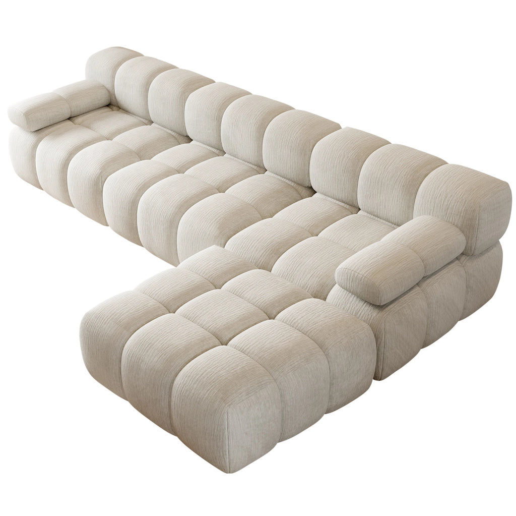 DIVANO ANGOLARE a L 300x200x68 cm Tessuto Bianco