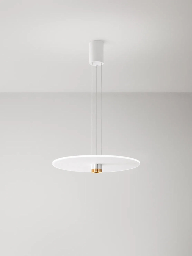 Stream Sospensione in metallo e alluminio bianco opaco oro spazzolato LED 50W 3000K 3500biemissione