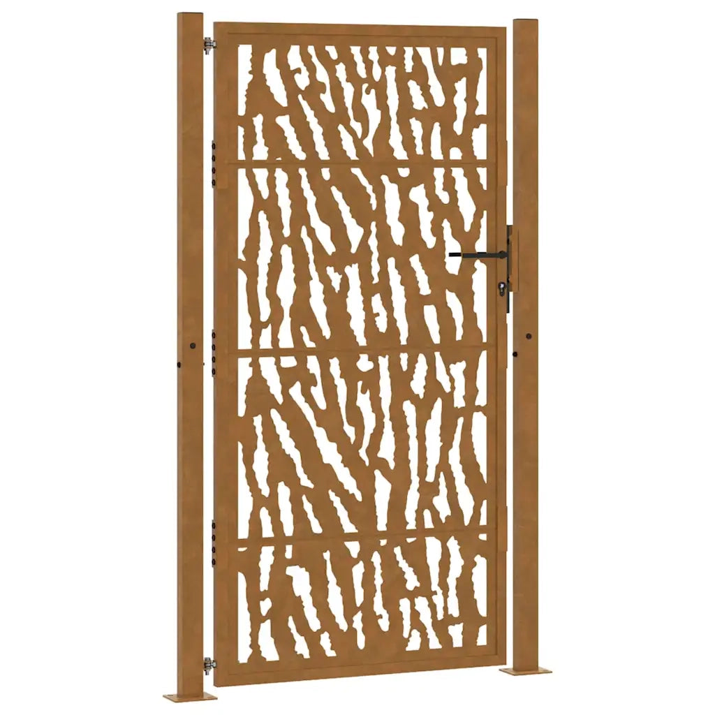 vidaXL Cancello da Giardino 105x180 cm Acciaio Corten Design a Traccia