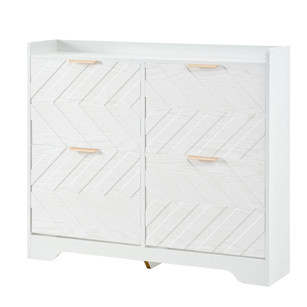 Scarpiera con 4 Ante Ribaltabili e Ripiano ¨C MINIMAL ¨C Bianca, Salvaspazio, Ingresso