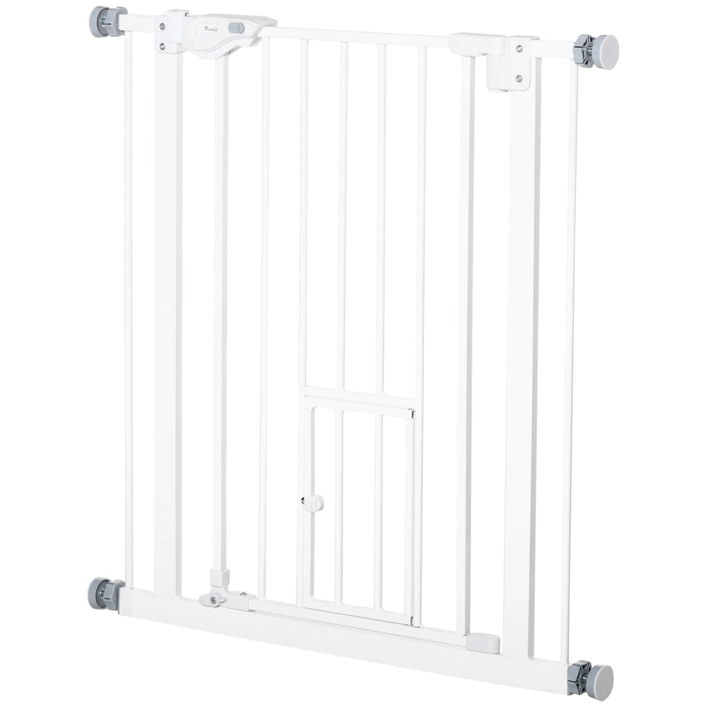 Barriera di sicurezza estensibile con porta e chiusura automatica ¨C zephmum ¨C 74-80x76.2 cm bianco