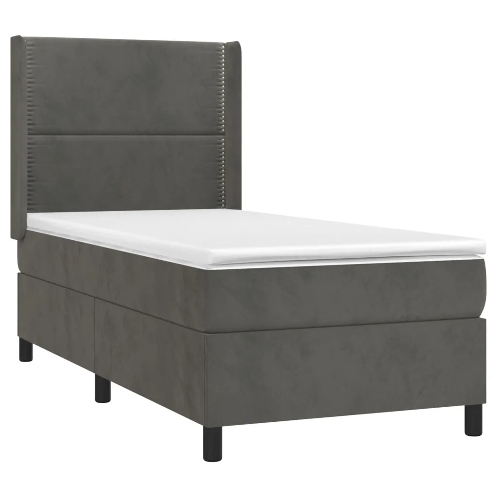 Giroletto a Molle con Materasso-Struttura Letto Grigio Scuro 90x190 cm Velluto 511848