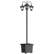Lampione da Giardino Solare 52x52x185 cm con Altezza Regolabile IP44 Impermeabile in Acciaio Inox Nero
