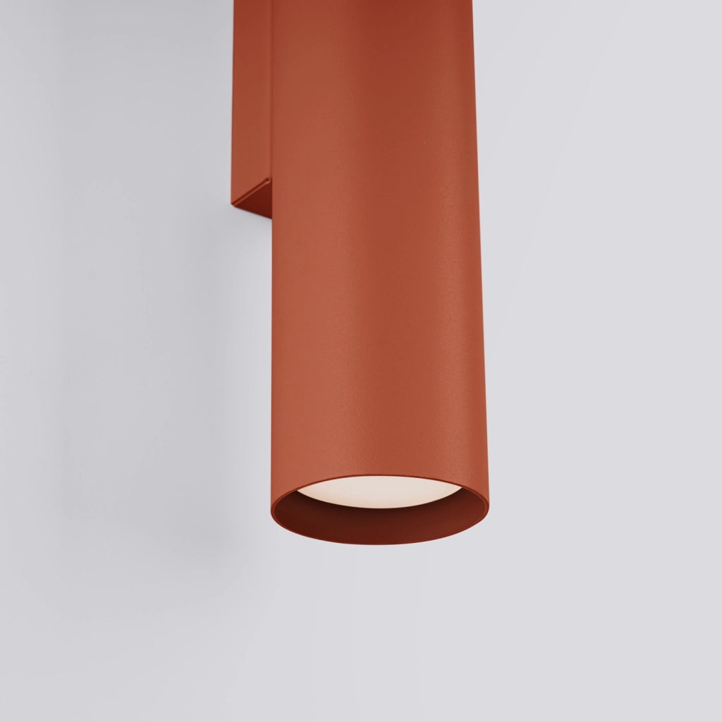 Applique moderna ocra rossa tubo 30cm su-giù 2xGU10