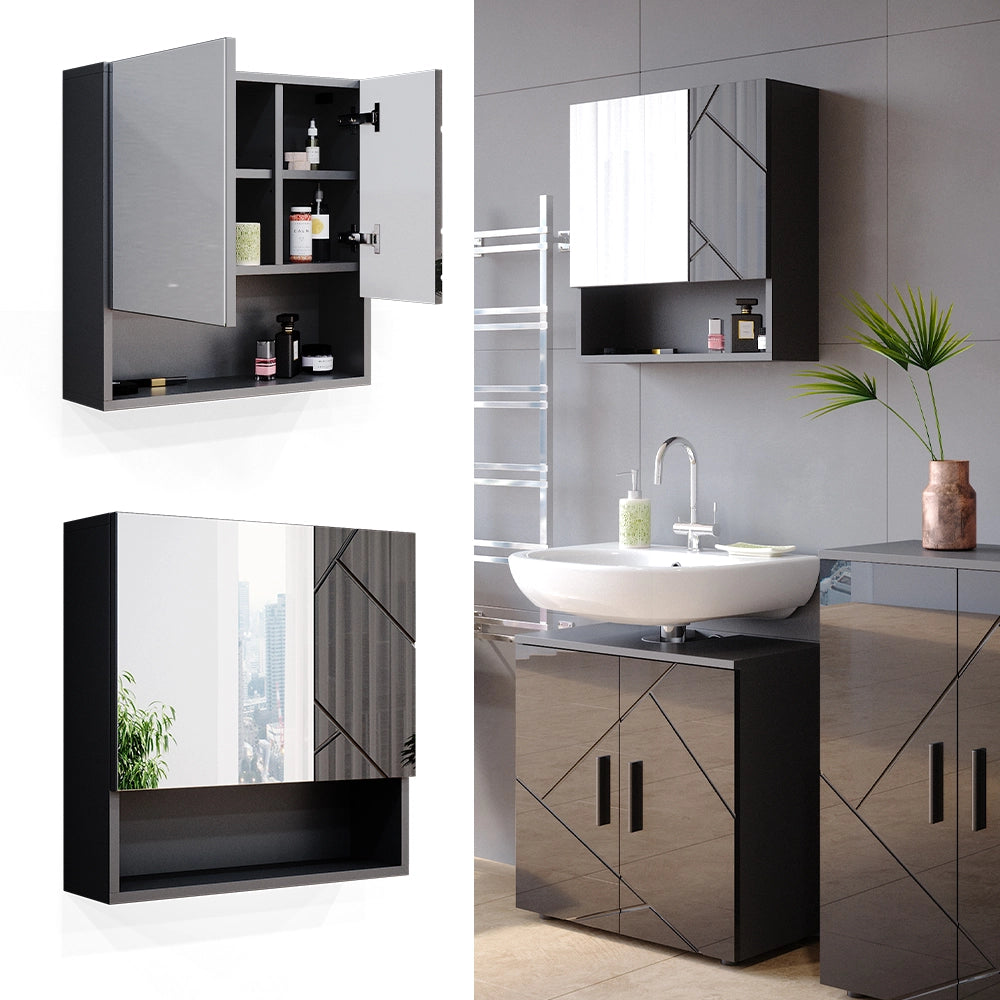 Vicco Specchio contenitore bagno Antracite lucido 54 x 55 cm