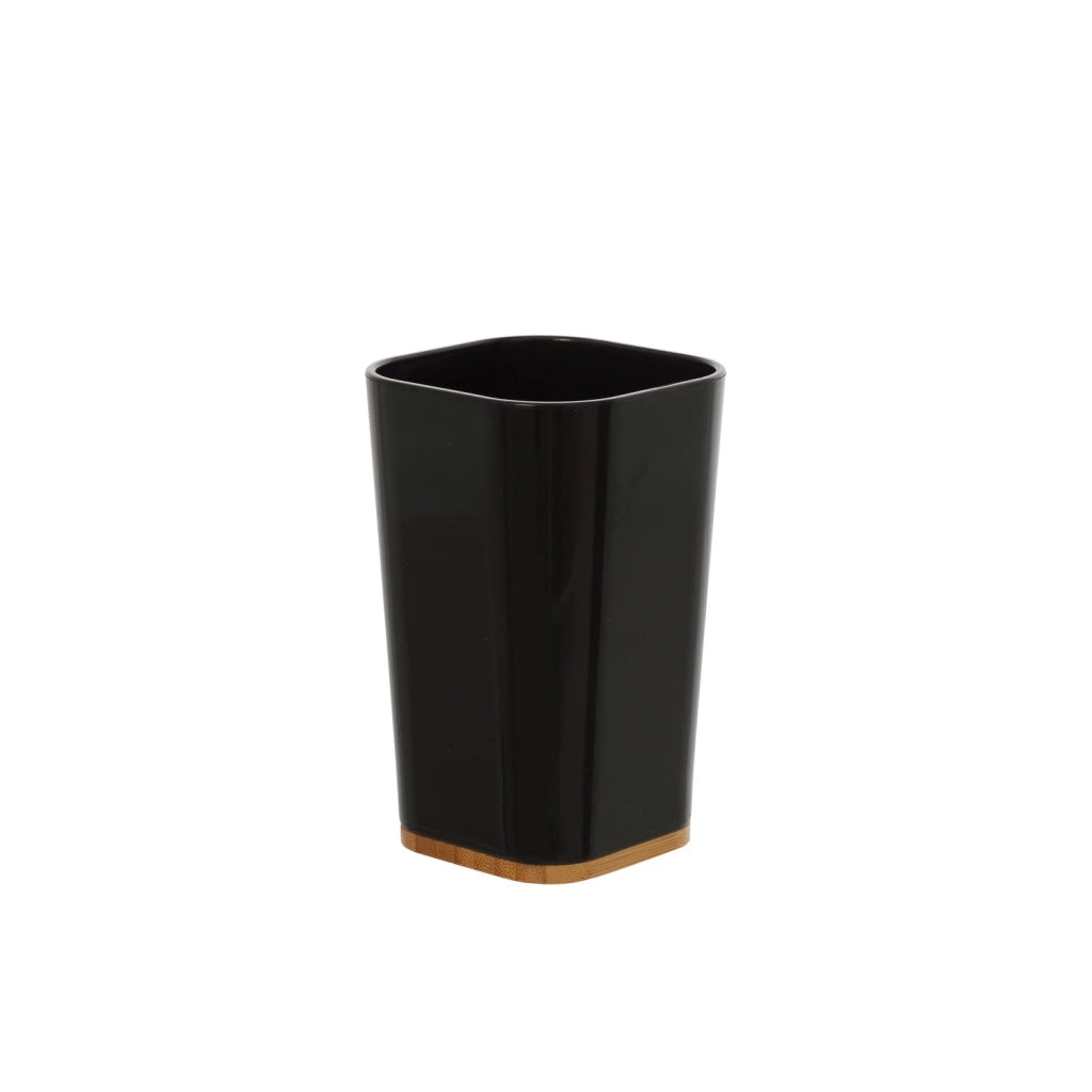 Set completo 4 accessori bagno nero effetto legno | Bamboo