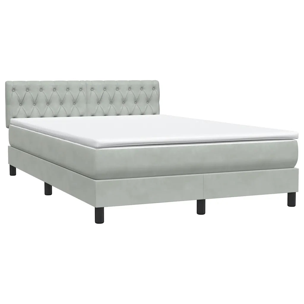 Letto a Molle con Materasso e LED Grigio Chiaro 160x220cm Velluto 3317223