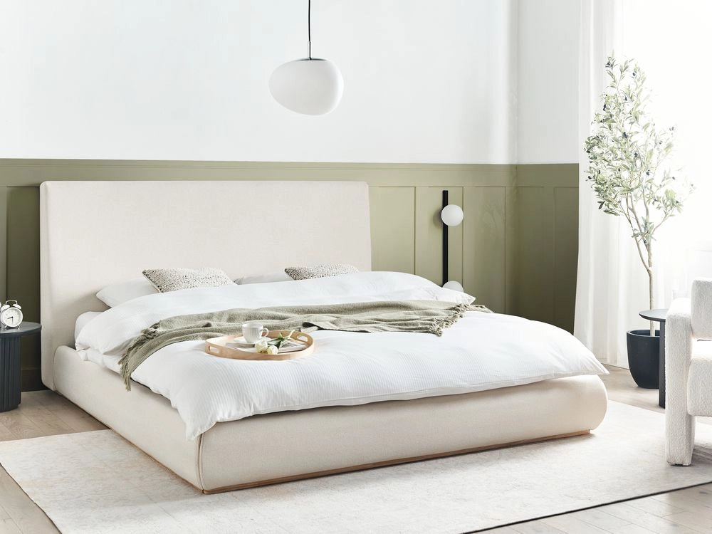 Letto ottomano Beige Chiaro Poliestere 180 x 200 cm contenitore e testiera Camera da letto Mobili Elegante