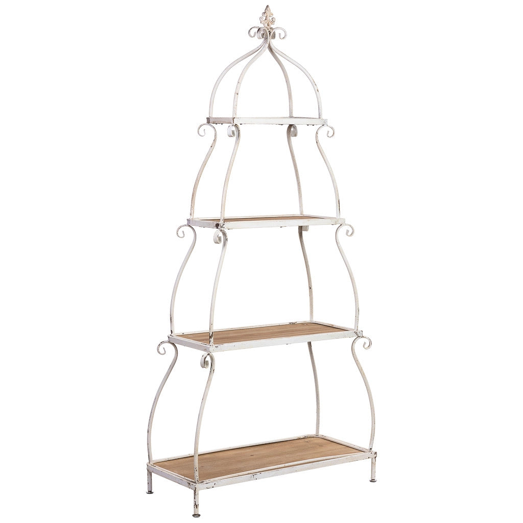 Scaffalatura in legno e metallo a 4 ripiani, marrone, 80,5x35,5x173h