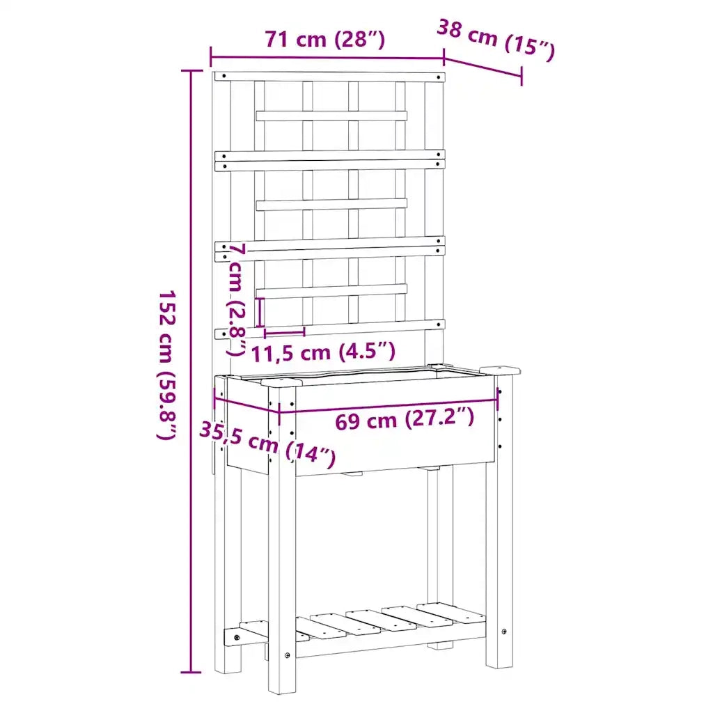 Vaso da giardino Beige 71 x 38 x 152 cm Legno di Abete Massello 42006570